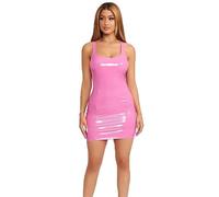 THSCWY Faux Leather Latex Party Club Dress Womens Sexy Scoop Neck Pu Leather Tank Mini Dresses Bodycon for Women Pink