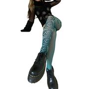 Thseonde Women Funky Printed Tights Colorful Patterned Pantyhose Leggings Sheer Y2k 90s Fun Stockings with Designs (Swirl Blue, ONE SIZE)