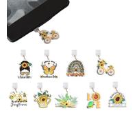 THSOGO 9PCS Dust Plug Charms for E - Reader/Kindle, Cute Sunflower - Themed Dust Plugs Compatible with Type C Charging Port, Gift for Sunflower Lovers Readers Women Teachers Students