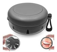 THSTOIC Denture Bath Case - False Teeth Container with Mirror, No-Leaking Retainer Cleaning Box, Travel Denture Holder Cup for Soaking Full & Partial Dentures, Mouth Guards, Braces, Aligners