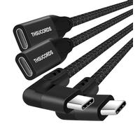 Thsucords 100W USB C Extension Cable 0.1M 2Pack, 10Gbps 90 Degree Right Angle USB C 3.2 Male to Female Extender Fast Charging Cord Compatible with MacBook,iPad Pro,Nintendo Switch,Steam Deck