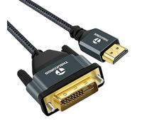 Thsucords 4K HDMI to DVI Cable 3M, Gold-Plated & Braided DVI to HDMI Cable Bi Directional Compatible with Projector, Laptop, TV, PC, DVD Player