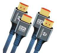 Thsucords 8K HDMI Cable 2.1 0.5M 2 Pack, High Speed Braided HDMI to HDMI Cord Supports 8K@60Hz, 4K@120Hz 144Hz 48Gbps Compatible with Roku TV/PS5/HDTV/Blu-ray