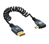 Thsucords 8K Right Angle Micro HDMI to HDMI Coiled Cable, 90 Degree HDMI to Micro HDMI Male to Male Spiral Cord, Support 8K@60Hz 4K@120Hz 48Gbps for GoPro Hero, Raspberry Pi 4, Sony Camera(90cm)