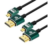 Thsucords Thin Micro HDMI to HDMI Cable 3M 2Pack, Ultra Slim&Flexible Soft Micro HDMI D Type to HDMI A Type Cable Supports 3D/4K@60Hz/18gbps/2160P/1080P for GoPro Hero7/8/9 Raspberry Pi 4