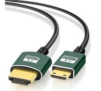 Thsucords Thin Mini HDMI to HDMI Cable 0.3M, Ultra Slim & Soft Flexible Mini HDMI Lead Supports 3D/4K@60Hz/18gbps/2160P/1080P for Nikon/Canon DSLR, Camcorder, Laptop, Tablet and Graphics/Video Card