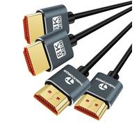 Thsucords Ultra Thin 8K 4K HDMI Cables 3M 2 Pack, Slim & Flexible Soft High Speed HDMI 2.1 Lead Support 4K@120Hz 8K@60Hz 48Gbps Compatible with Roku TV/HDTV/PS5/Blu-ray
