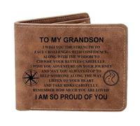 THTCSQ Leather Wallet for Man - Engraved Personalized Grandson Birthday Graduation Gift, I AM SO Proud of You