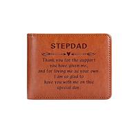 THTCSQ Personalised Engraved to My Stepdad Leather Wallet for My Dad, Father's Day, Thanksgiving, Birthday, Christmas, Gifts from Son, Daughter, Stepdad, Stepdad Gifts