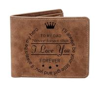 THTCSQ To My Dad Gifts,Leather Wallet for Men, Engraved Personalized Leather Wallet,Father's Day Gift, Birthday Gifts,Christmas Gifts, Gifts for Dad from Daughter Son, Never forget DAD, Leather Wallet