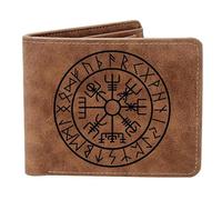 THTCSQ Vikings Gift,Leather Wallet for Men , Engraved Personalized Leather Wallet,Nordic Norse Amulet wallet,Vikings Warrior wallet Norse Gods Gifts, Vikings, Vikings Gift
