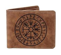 THTCSQ Vikings Gift: Leather Wallet for Men, Engraved Personalized, Nordic Norse Amulet, Warrior Wallet, Norse Gods Gift
