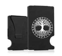 THTCSQ Vikings Gift,Minimalist Personalized Engraved Metal Wallet,Slim Wallet for Men,Nordic Norse Amulet wallet,Vikings Warrior wallet Norse Gods Gifts, Tree