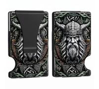 THTCSQ Vikings Gift,Minimalist Personalized Engraved Metal Wallet,Slim Wallet for Men,Nordic Norse Amulet wallet,Warrior wallet Norse Gods Gifts, Vikings, Vikings