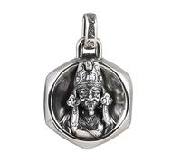 THTHT 925 Sterling Silver Pendant for Women's Necklace, Hexagonal Zakirim Portrait Creative Vintage Sweater Chain Pendant