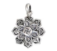 THTHT 925 Sterling Silver Pendant for Women's Necklace, Rotating Six-Character Great Ming Charm Creative Vintage Sweater Chain Pendant