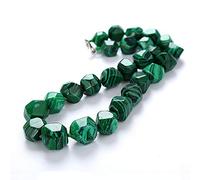 THTHT Natural Stone Pendant Necklace Irregular Square Beads Fashion Lucky Cure Crystal Sweater Chain Lady Bohemian Yoga Reiki Jewelry Charm,Malachite