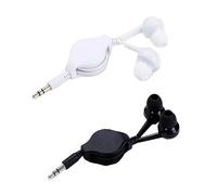 ThtRht 2 Pack Retractable Earbuds Wired Earphone Portable 3.5mm Plug Stereo in-Ear Headphone Wiring Ear Buds for Computer PC Tablet Phone Airplane Airline Flight Fly Trip Plane Laptop MP3 Player