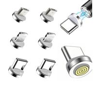 ThtRht 6 Pack Magnetic Charging Cable Tips Replacement Round Plug Adapter Connector for iPhone Micro USB Type C Camera Android Device 5 Pin Point Touch Socket Data Transfer Magnet Charger Cord