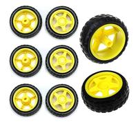 ThtRht 8 Pack TT Motor Wheels Replacement Smart Car Robot Wheel Tyres 1:48 Model Gear Spare Parts for Gearbox RC Chasis Arduino DIY Kit Remote Control Cars Rubber Tire