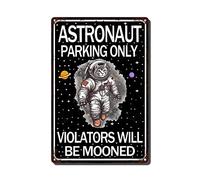 THUANCKY Retro Metal Tin Signs Vintage Cat Astronaut Parking Only Violators Will Be Mooned Cat Metal Tin Sign Interesting Garage Home Cafe Bar Farm Wall Bathroom Decor The Mural 8x12 inch-Tin Sign