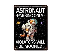THUANCKY Retro Metal Tin Signs Vintage Cat Astronaut Parking Only Violators Will Be Mooned Cat Metal Tin Sign for Family The Bar Restaurant Cafe Bathroom Garage Office Arts Decor 12x16 inch-Tin Sign