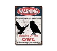 THUANCKY Vintage Tin Sign Beware of The Owl Tin Signs Warning Metal Sign for Home Bar Coffee Retro Wall Decor-8x12inch-Tin Sign