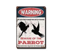 THUANCKY Vintage Tin Sign Beware of The Parrot Tin Signs Warning Metal Sign for Home Bar Coffee Retro Wall Decor-8x12inch-Tin Sign