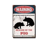 THUANCKY Vintage Tin Sign Beware of The Pig Tin Signs Warning Metal Sign for Home Bar Coffee Retro Wall Decor-8x12inch-Tin Sign
