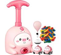 THUCHENYUC Balloon Launcher Toy Set, 2-in-1 Balloon Car Toy-Animal Air-Powered Car, Pressing Interactive Toy, Races on Ground & Flies in Air, Party Favors Birthday Gift(Pink Pigs)