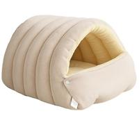 THUCHENYUC Cozy Monster Cat Bed, Cat Cave Bed Cat Tent with Removable Cushion Fleece Soft Cat Sleeping Bag Tent Warm Cave Nest Sleeping Bed Puppy House for Small and Large Cats(Beige,S)