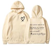 THUCHENYUC Dear Person Behind Me Hoodie, To The Person Behind Me Hoodie Letter Pullover Tops Trendy Sweatshirts(Beige,XX-Large)