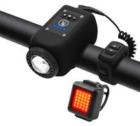 THUCHENYUC Electric Bike Horn Bike Light 2 In 1, Mountain Bike Electronic Horn Bell 4 Light Modes 6 Sound Modes IPX5 Waterproof With USB Rechargeable Bike Electronic Horn(Black)