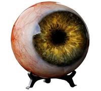 THUCHENYUC Hyper-Realistic Monster Eye Decor, Scary Realistic Eyeball Ornament with Deep Green Iris & Red Veins,for Desk,Bookshelf,Haunted House,Horror Fans Gift(Yellow,2.36in)