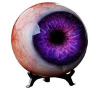 THUCHENYUC Hyper-Realistic Monster Eye Decor, Scary Realistic Eyeball Ornament with Deep Green Iris & Red Veins,for Desk,Bookshelf,Haunted House,Horror Fans Gift(Purple,2.36in)