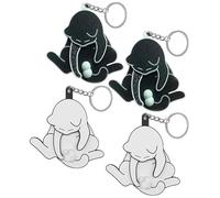 THUCHENYUC Mischief Cat Interactive Keychain, Rotating Cats Eggs Funny Wiggling Cat Keychain With Rotating Cats Eggs Gift For Cats Lovers(Black*2+White*2)
