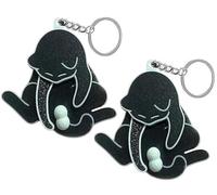THUCHENYUC Mischief Cat Interactive Keychain, Rotating Cats Eggs Funny Wiggling Cat Keychain With Rotating Cats Eggs Gift For Cats Lovers(Black*2)