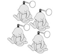 THUCHENYUC Mischief Cat Interactive Keychain, Rotating Cats Eggs Funny Wiggling Cat Keychain With Rotating Cats Eggs Gift For Cats Lovers(White*4)