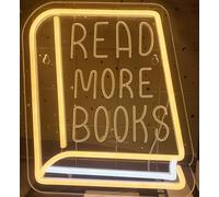 THUCHENYUC Read More Books Neon Sign, Dimmable Book Neon Lights Classroom LED Light Up Sign USB Powered Dimmable LED Sign For Reading Corner Study Room Classroom Reading Room