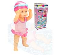 THUCHENYUC Swimming Baby Doll, Waterproof Swimmer Doll with Movable Joints Battery Powered Backstroke Swimming Toy with Detachable Suit for Pool Bathtub Beach