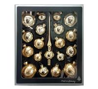 Thüringer Glasdesign - Bauble set made of glass including hanger and lace, gloss and matt, Christmas tree baubles, Christmas tree decorations, decoration