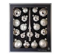 Thüringer Glasdesign - Bauble set made of glass including hanger and lace, gloss and matt, Christmas tree baubles, Christmas tree decorations, decoration