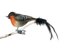 Thüringer Weihnacht 52-003 Glass Bullfinch with Natural Feathers