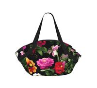 Thug Life Flowers 37'' Convertible Round Picnic Blanket Bag, 2-in-1 Portable Printed Camping Mat with Shoulder Straps