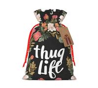 (Thug Life Flowers) Drawstring Gift Bags for Birthday Party Christmas Reusable Holiday Wrap Bags Medium Size