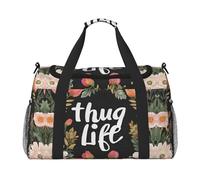 (Thug Life Flowers) Durable Twill Travel Tote Bag Large Capacity Handheld & Crossbody Bag for Weekend Trips,Sports,and Outdoor Activities