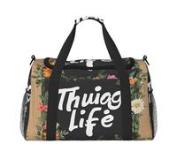 (Thug Life Flowers) Durable Twill Travel Tote Bag Large Capacity Handheld & Crossbody Bag for Weekend Trips,Sports,and Outdoor Activities