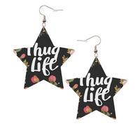 Thug Life Flowers Elegant Leather Star Earrings-Fashionable And Unique Accessories For Everyday Wear