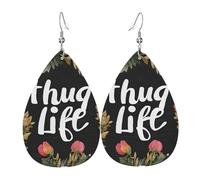 (Thug Life Flowers) Lightweight Leather Earrings For Women Elegant Dangle Drop Earrings For Casual Party Everyday Wear