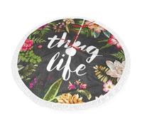 Thug Life Flowers Print Christmas Tree Skirt Perfect For Christmas, New Year Seasonal Celebrations